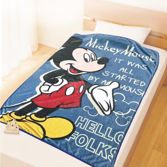 【享夢城堡】法蘭絨毯100x140cm－迪士尼米奇MICKEY 米奇世界-藍 卡通空調毯