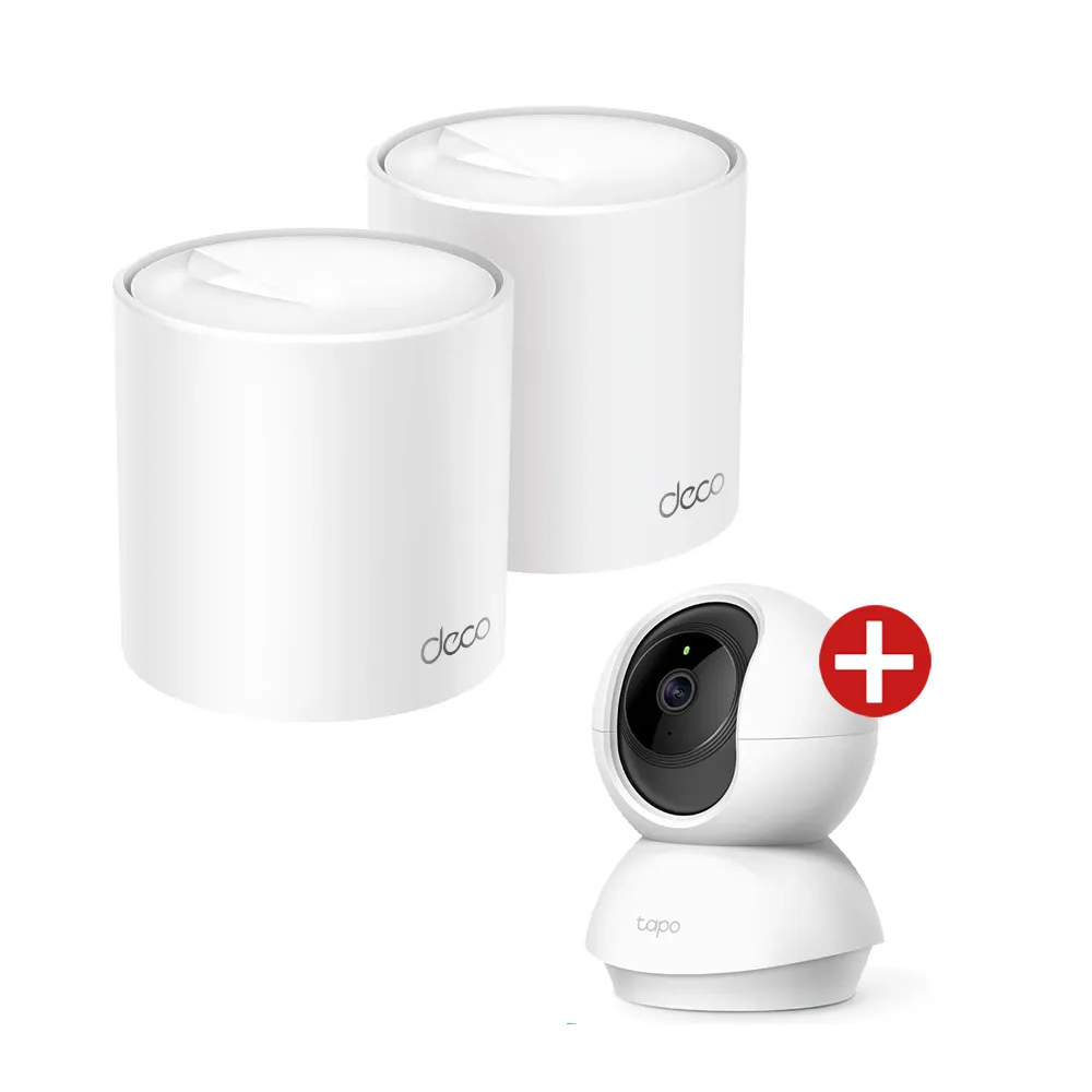 【TP-Link】Tapo C200 攝影機組★(2入)Deco X60 AX5400 雙頻 WiFi 6 Mesh 路由器/分享器+IP CAM/監視器