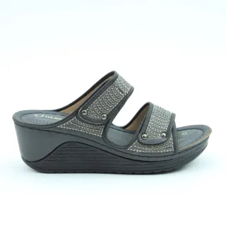 【heavenlyfeet】英國舒適品牌燙鑽雙帶涼拖鞋-PEGGIE(黑色)