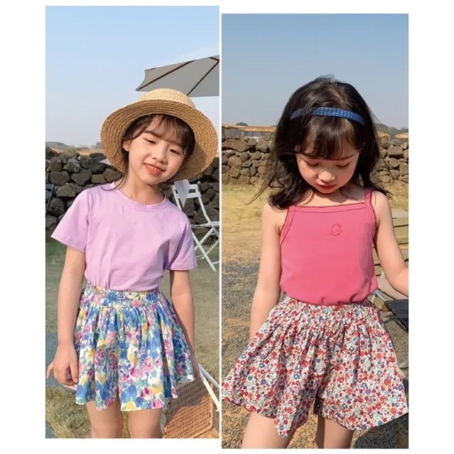 【安朵童舖】現貨韓版兒童碎花短褲裙女童花苞裙褲女寶時尚百搭裙褲短褲(027)