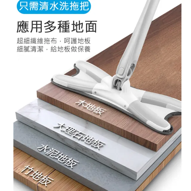【黑魔法】X型免手洗旋擰乾溼平板拖把布(X型專用替換拖把布x2條)