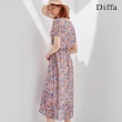 【Diffa】典雅碎花短袖連身洋裝-女