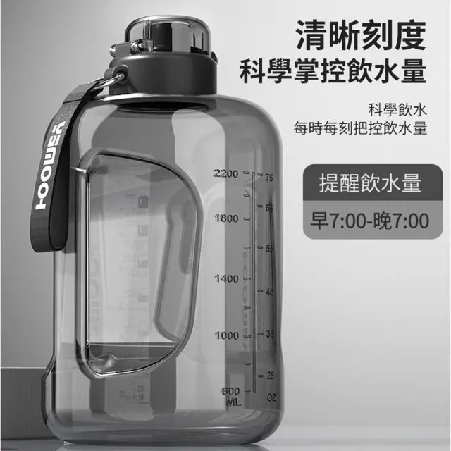 【HOOMEY】超大容量透明手提水壺 Tritan材質 健身吸管運動水瓶 噸噸桶 戶外登山杯 1500ml