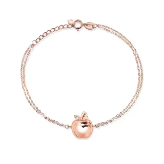 【King Star】蘋果18K玫瑰金天然鑽石手鍊