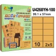 【彩之舞】進口3合1黃牛皮標籤 100張/組 10格圓角 U4268YH-100(A4、貼紙、標籤紙)