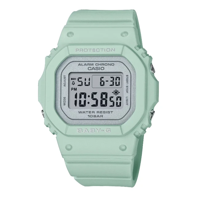 CASIO 卡西歐 復古風情數位電子樹脂腕錶/綠x銀框(A1