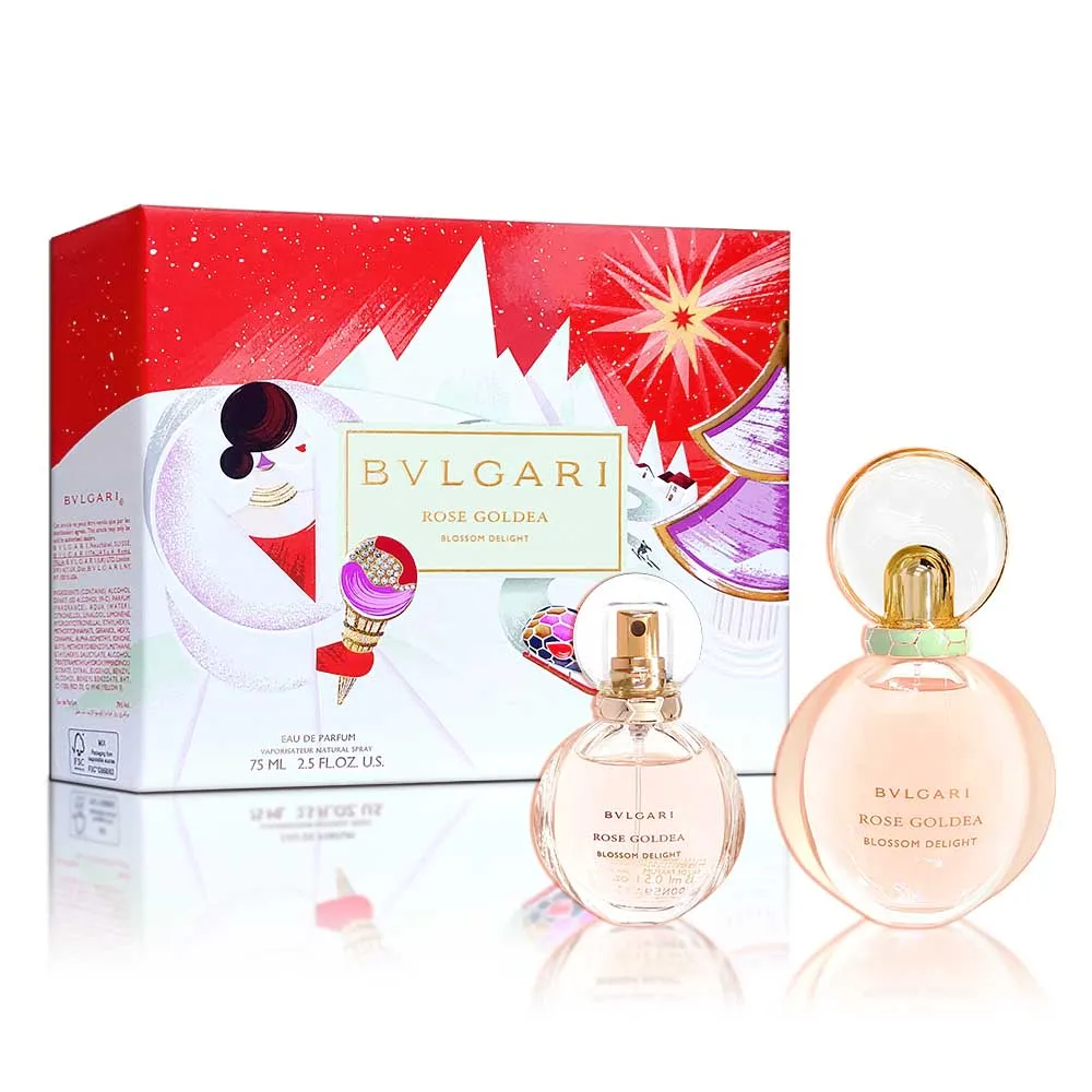 BVLGARI 寶格麗】歡沁玫香女性淡香精75ml 禮盒(淡香精75ML+隨身瓶15ML