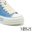【MISS 21】復古老靈魂帆布綁帶高筒厚底休閒鞋(藍)