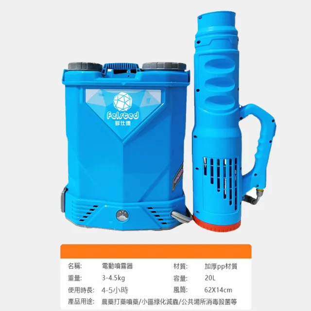 【菲仕德】20L電動打藥機 打藥桶 彌霧機 噴霧機(雙10A鋰電 背負式手提式 消毒打藥機)