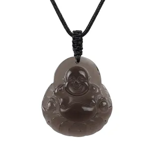 【石頭記】冰種黑曜石項鍊(彌勒佛-大)