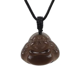 【石頭記】冰種黑曜石項鍊(彌勒佛-小)