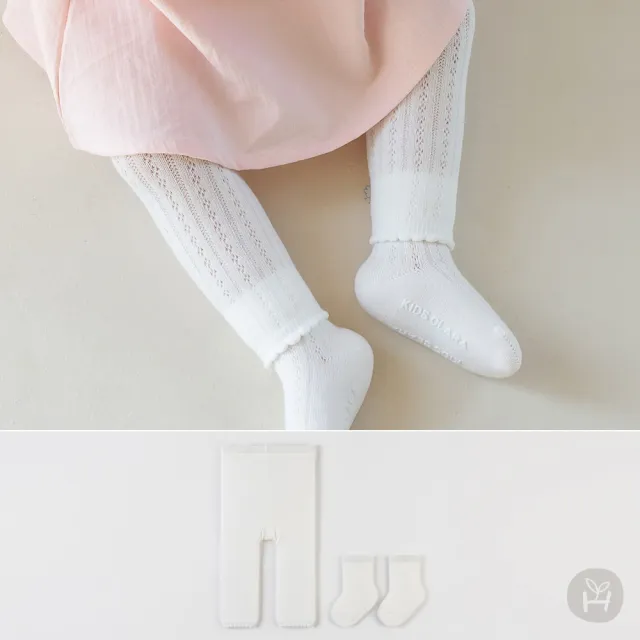 【Happy Prince】韓國製 Melow蕾絲輕薄透氣嬰兒童內搭褲+中筒襪2件組(打底褲寶寶襪子高筒襪半統襪長襪)