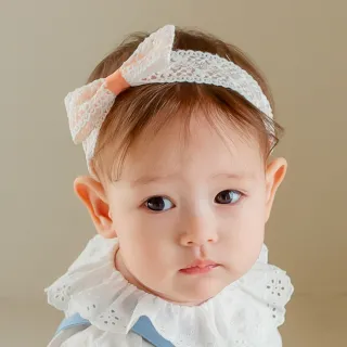 【Happy Prince】韓國製 Laila粉橘蕾絲蝴蝶結女嬰兒童髮帶(女童髮飾)