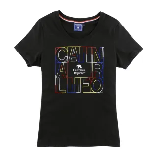 【California Republic】CR都會普普風多彩線條女圓領棉TEE