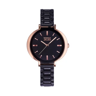 【NATURALLY JOJO】非凡之美陶瓷腕錶-JO96948-88R(黑色x玫瑰金/36mm)
