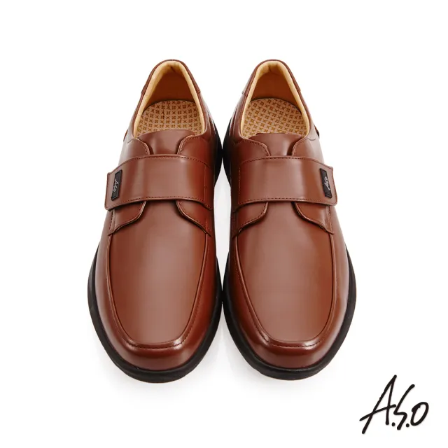 【A.S.O 阿瘦集團】職人通勤黏帶商務氣墊鞋(咖啡色)