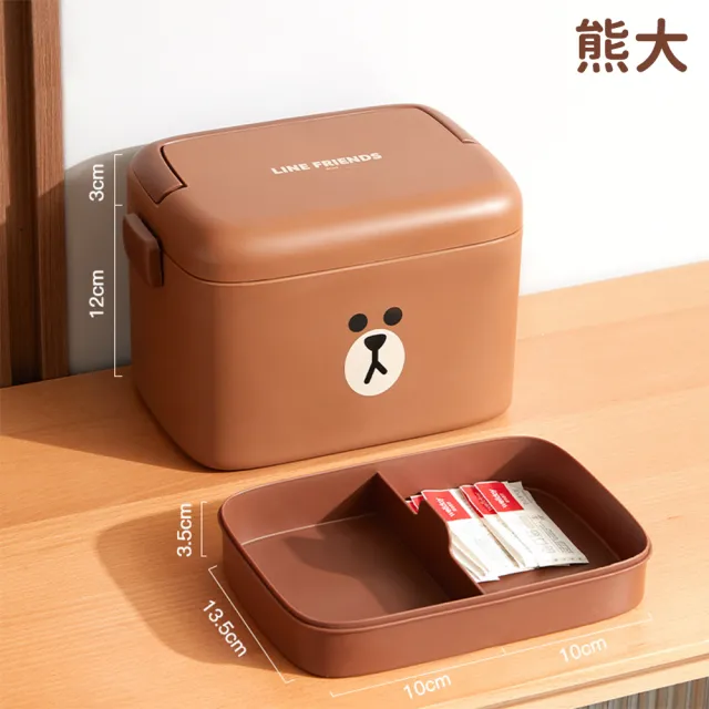 【LINE FRIENDS】熊大莎莉造型手提雙層分隔家用醫藥箱急救箱(藥品收納 藥品箱)