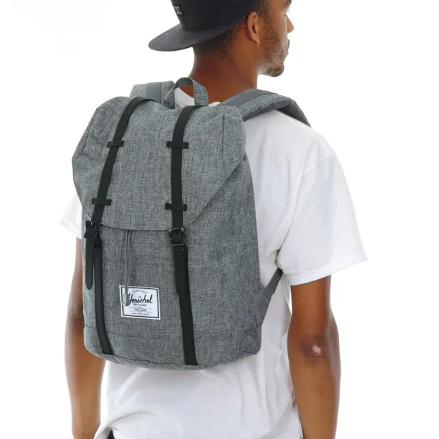 【Herschel】雙11 Retreat 大型 灰黑 橡膠帶 磁扣 耳機孔 厚筆電層 帆布 防潑水 背包 男包 女包