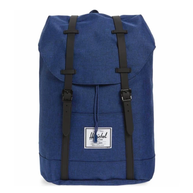 Herschel Retreat 大型 深藍混黑色 橡膠帶 磁扣 耳機孔 厚筆電層 帆布 防潑水 背包 男包 女包 後背包