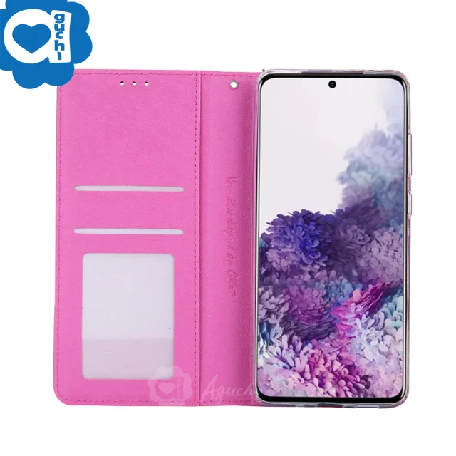 【Aguchi】Samsung Galaxy S23+ 星空粉彩系列皮套 隱形磁力支架式皮套-金粉桃