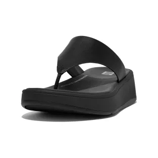 【FitFlop】F-MODE LEATHER FLATFORM TOE-POST SANDALS厚底夾脚涼鞋-女(靓黑色)