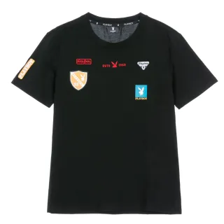 【PLAYBOY】潮流繽紛印花上衣(黑色)