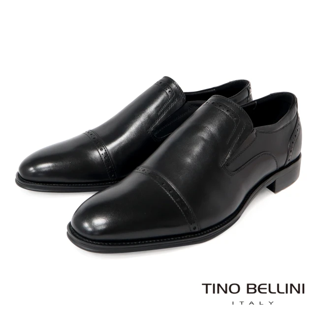 TINO BELLINI 貝里尼 男款 牛皮雕花橫飾正裝紳士鞋HM2O024(黑)