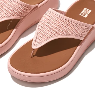 【FitFlop】F-MODE WOVEN-RAFFIA FLATFORM TOE-POST SANDALS編織滾邊厚底夾腳涼鞋-女(玫瑰鹽)
