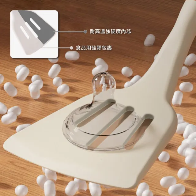 【ONE HOUSE】日式簡約矽膠廚具-刮鏟+漏鏟+湯勺(2組)