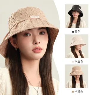 【vivi 流行生活館】韓版春夏泡泡紗防曬遮陽漁夫帽(三色-黑色、米白、卡其)