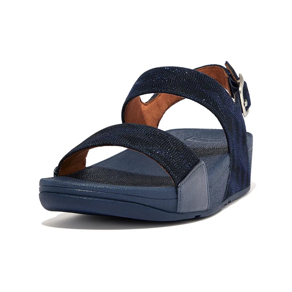 【FitFlop】LULU GLITZ BACK-STRAP SANDALS金屬亮粉後帶涼鞋-女(午夜藍)