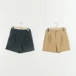【CUMAR】織帶裝飾褶子造型短褲(黑 駝)
