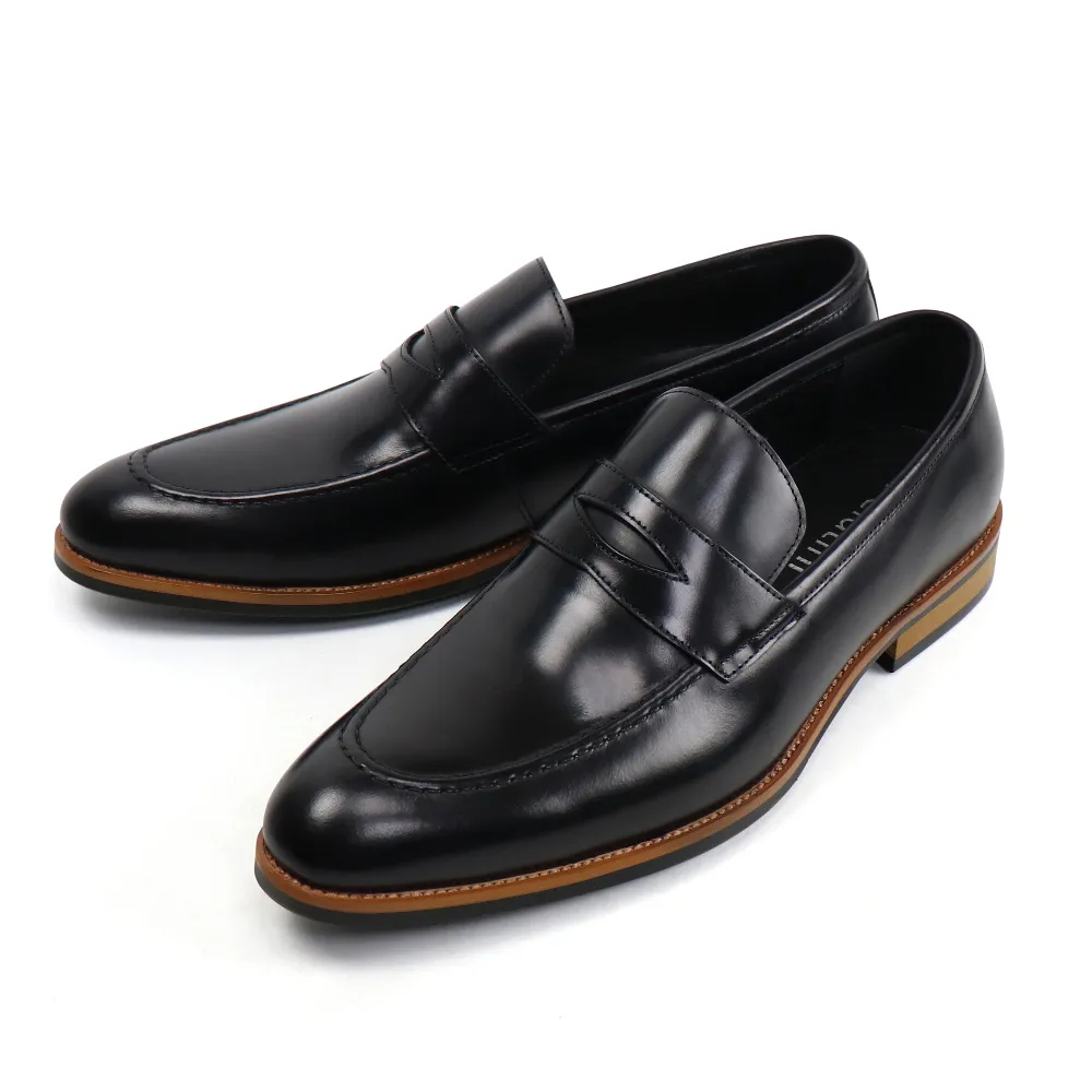 【Pelutini】潮流風格雙色底便士樂福鞋 黑色(PE28852-BL)
