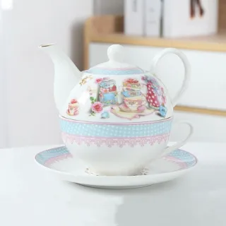 【JEN】歐風創意下午茶子母壺茶杯茶具組(鮮花與美酒)