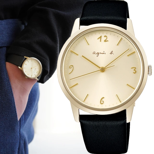 【agnes b.】marcello系列手寫時標簡約腕錶-35mm(VJ21-KCP0K/BH8067J1)