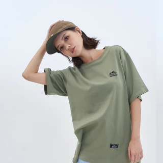 【5th STREET】中性款黑熊印花短袖T恤-綠色(山形系列)
