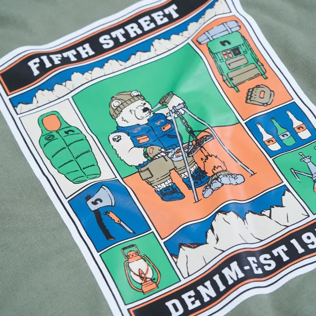 【5th STREET】中性 短t 短袖 上衣 t恤 TEE 綠色(570951)