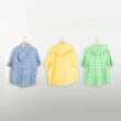 【Dailo】手繪感格紋立體下襬短袖襯衫(藍 綠 黃/魅力商品)