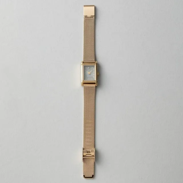 【ete】摩登太陽能矩形腕錶(玫瑰金色 金色)
