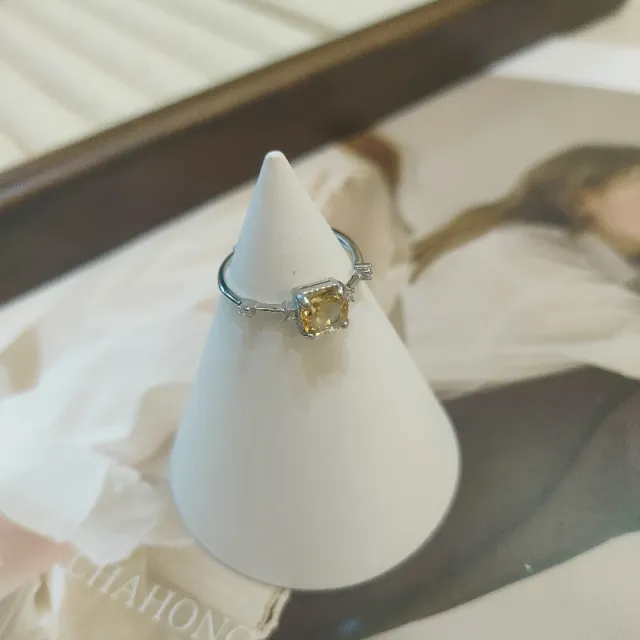 【Le Bonheur】黃水晶方糖戒指 開口可調節(情人節 生日禮物 七夕禮物 送女友 送閨蜜)