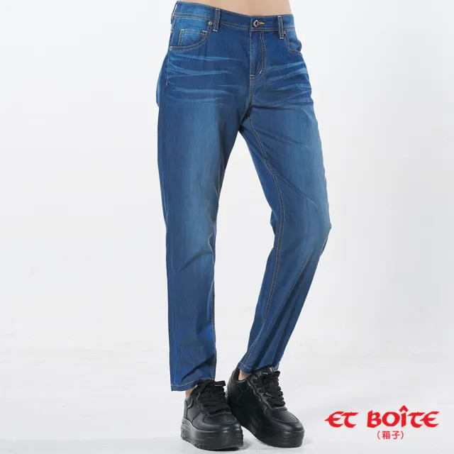 【BLUE WAY】女裝 零著感花卉中腰男友褲 牛仔褲-ET BOiTE箱子