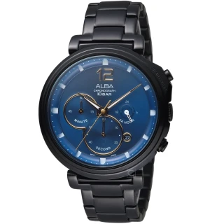 【ALBA】雅柏 FLAGSHIP系列 休閒生活風格腕錶(VD53-X321SD-AT3E21X1藍X黑43mm)