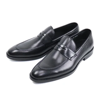 【Pelutini】壓紋多孔造型便士樂福鞋 黑色(PE28845-BL)