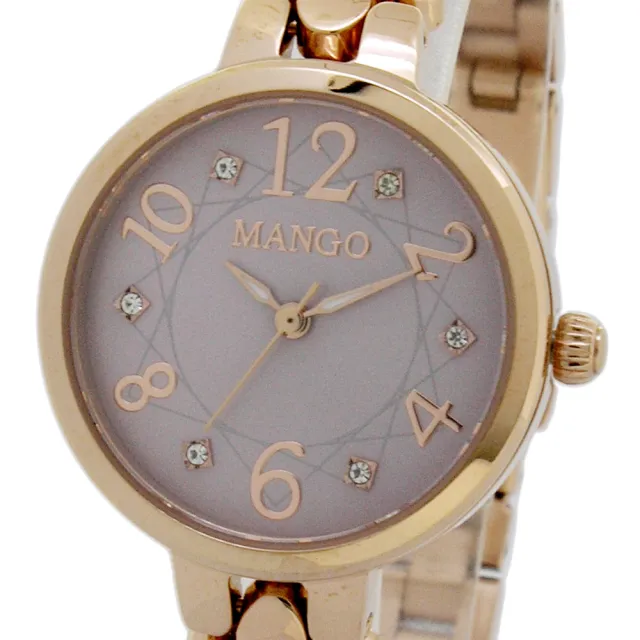【MANGO】閃耀愛情淑女腕錶-MA6666L-PE-H(粉紫x玫瑰金/28mm)