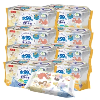【LEC】日本製口手專用純水99%濕紙巾箱購-迪士尼卡通造型四款可選(60抽x24包入)