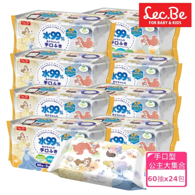 【LEC】日本製口手專用純水99%濕紙巾箱購-迪士尼卡通造型四款可選(60抽x24包入)