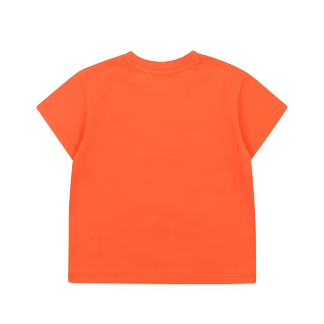 【KANGOL】韓國-KIDS 幾何貼布袋鼠短袖T恤-深橘(W23SM412OG)