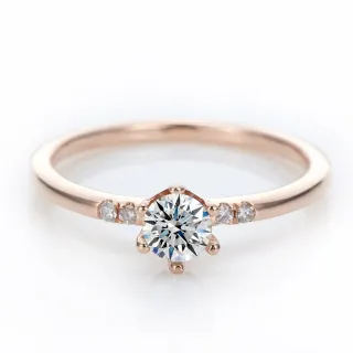 【DOLLY】14K金 求婚戒0.30克拉完美車工玫瑰金鑽石戒指(085)