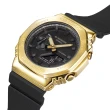 【CASIO 卡西歐】G-SHOCK 黑金霸王八角錶殼耐衝擊運動雙顯腕錶/黑x金框(GM-2100G-1A9)