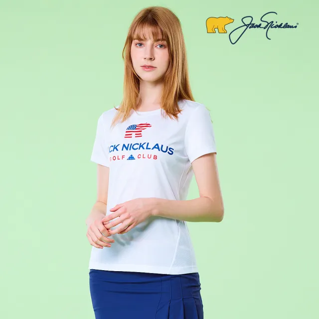 【Jack Nicklaus 金熊】GOLF女款吸濕排汗抗UV圓領T-SHIRT(白色)